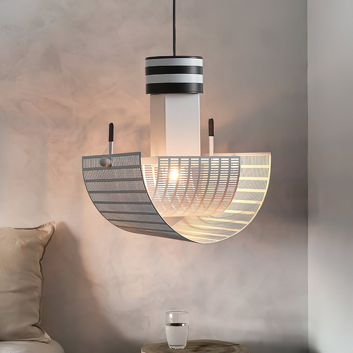 Striped Bowl Perforated Shade Pendant Lamp
