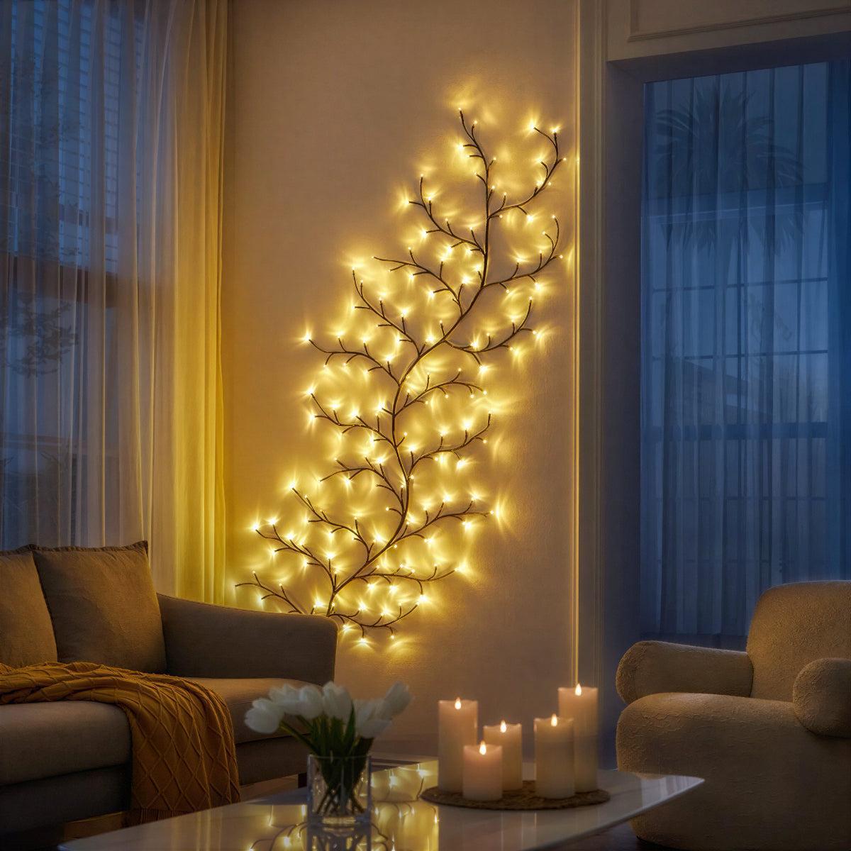 Tree Branch Vine Wall Light for Home Decoration with Warm LED Glow