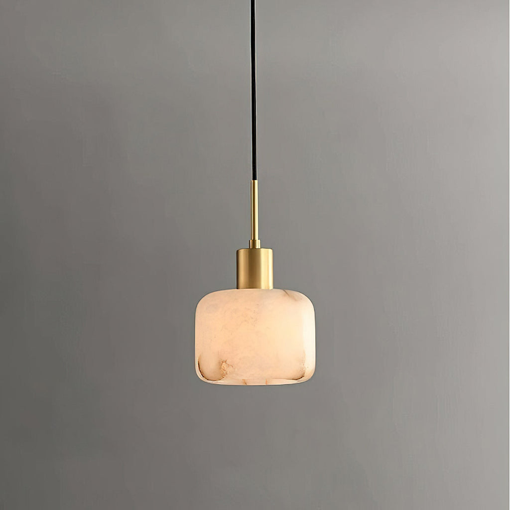 Rounded Alabaster Brass Pendant Light