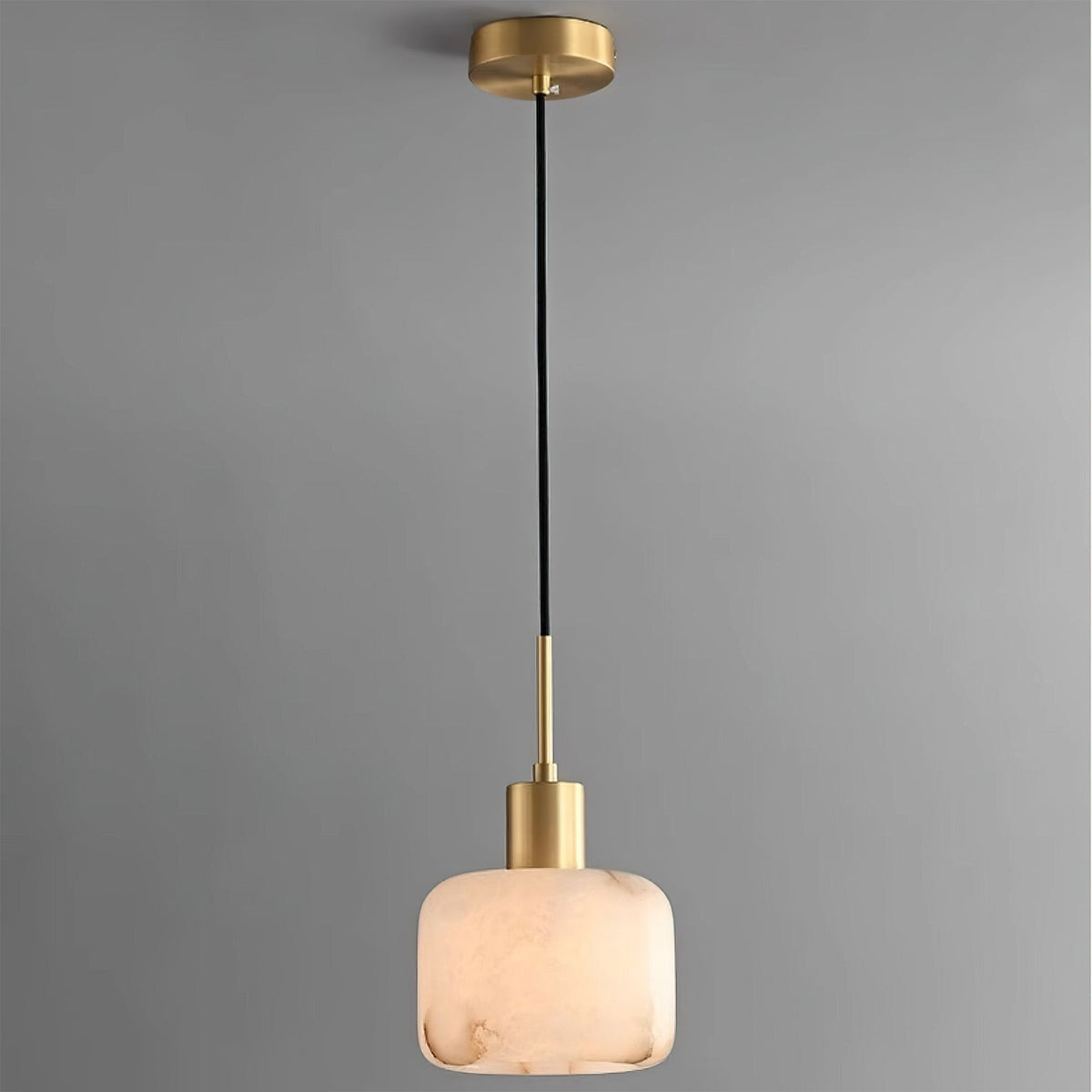 Rounded Alabaster Brass Pendant Light