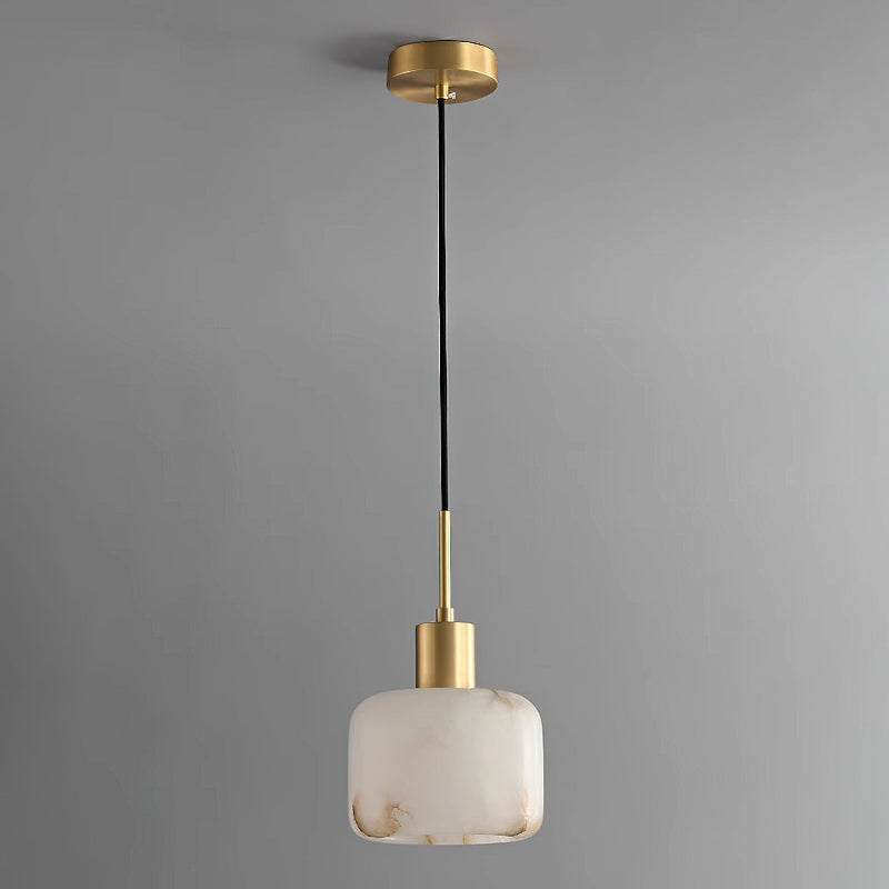 Rounded Alabaster Brass Pendant Light