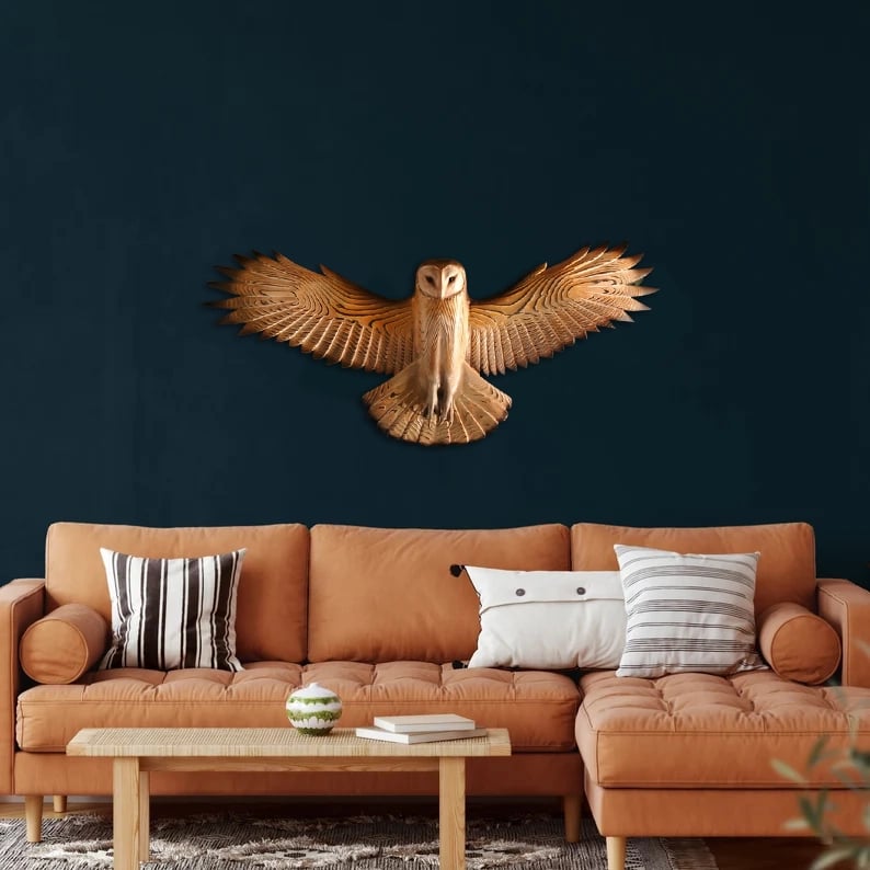 Carved Wood Barn Owl Wall Art - view 3