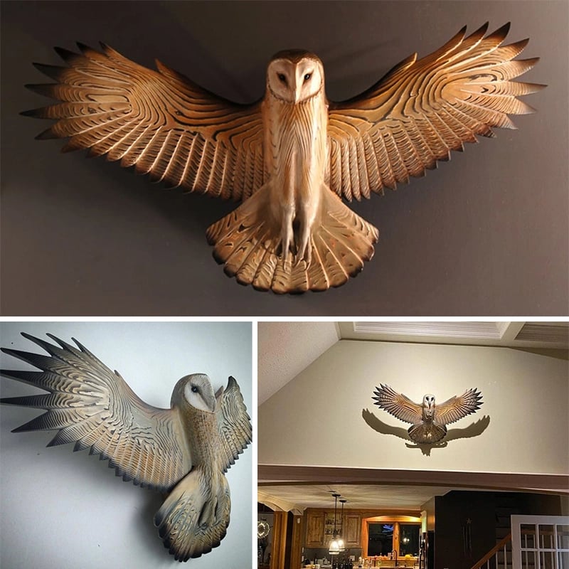 Carved Wood Barn Owl Wall Art - view 6