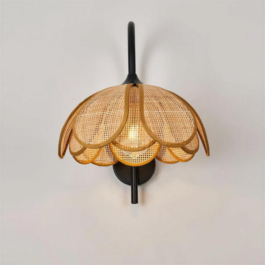 Wall Sconce Light with Bloom Rattan Design