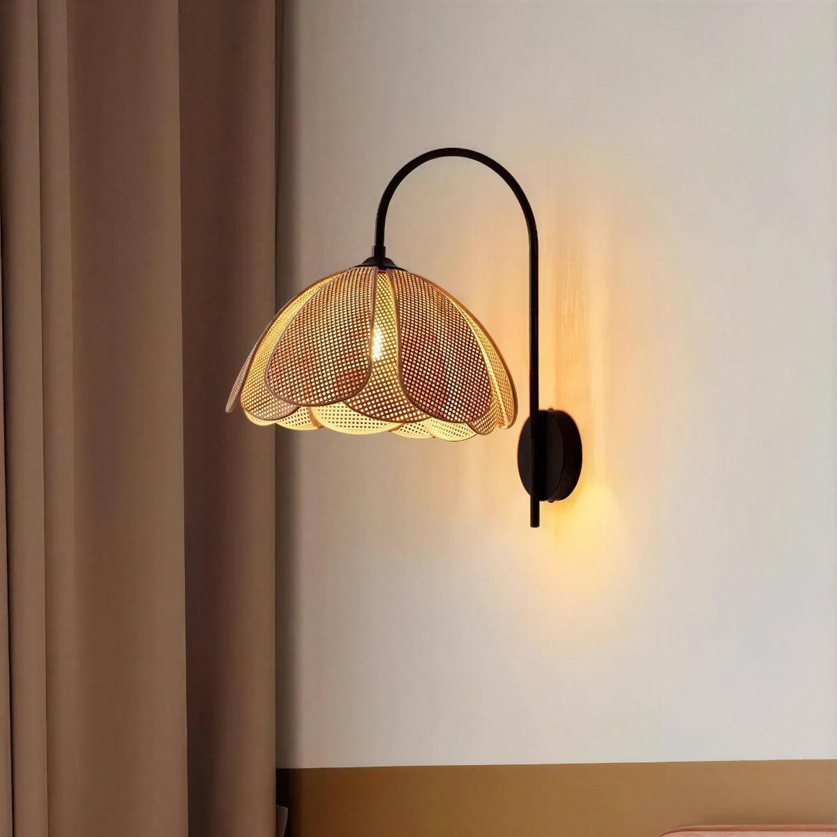 Wall Sconce Light with Bloom Rattan Design