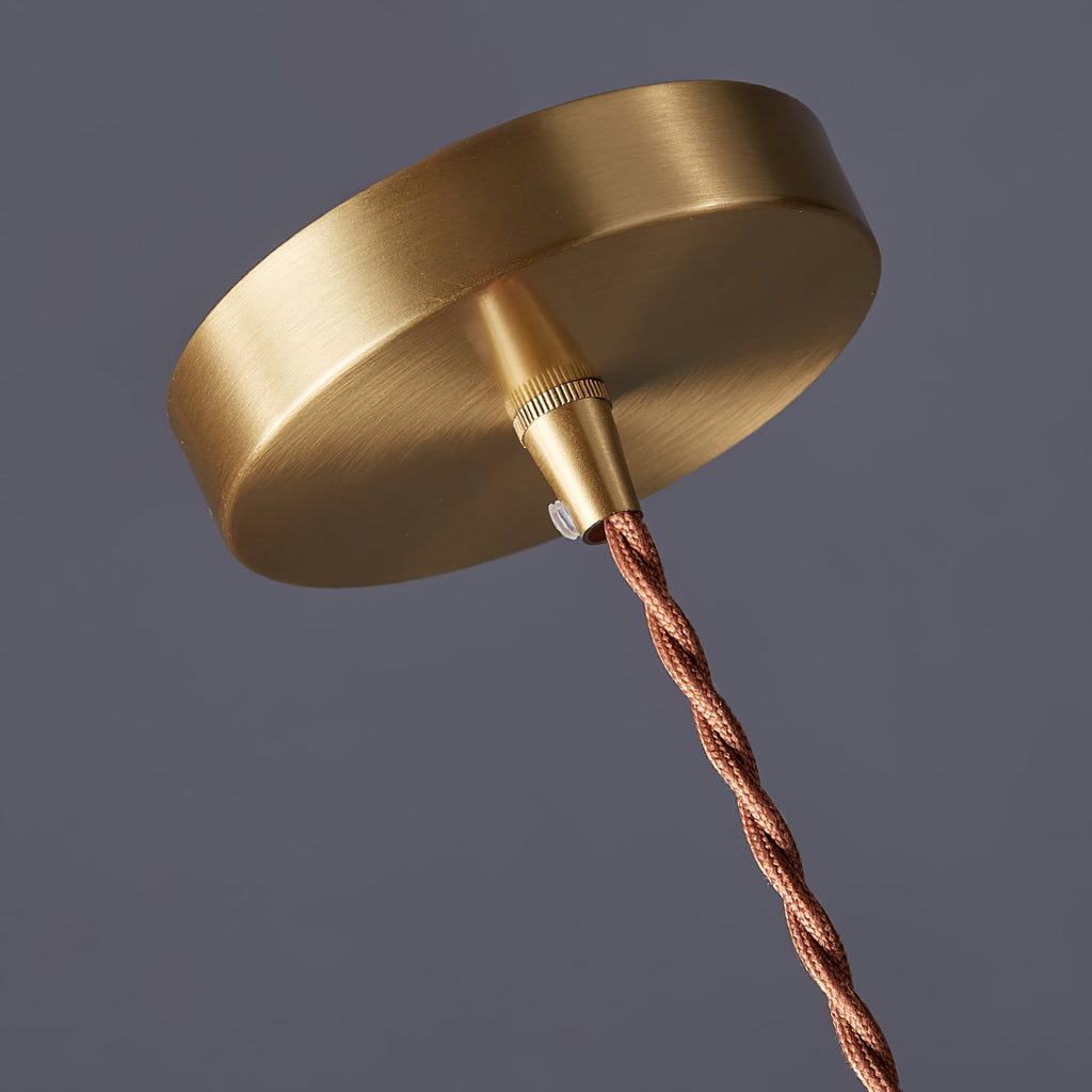 Walnut & Carved Glass Mini Pendant Light