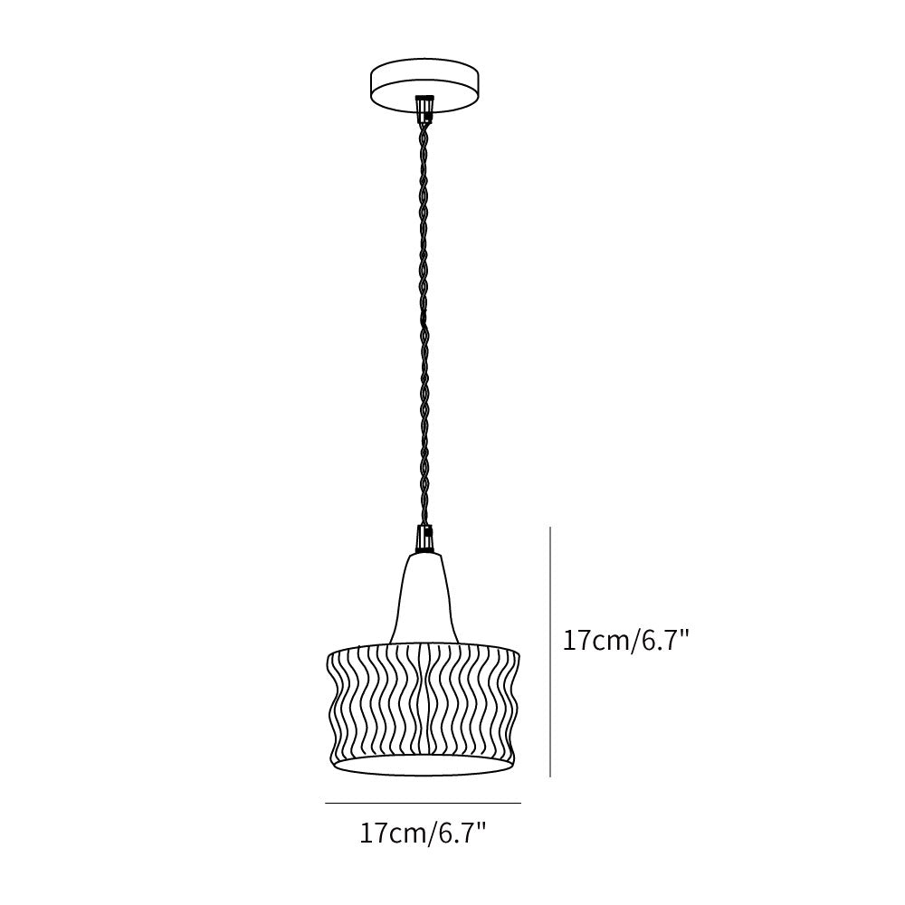 Walnut & Carved Glass Mini Pendant Light