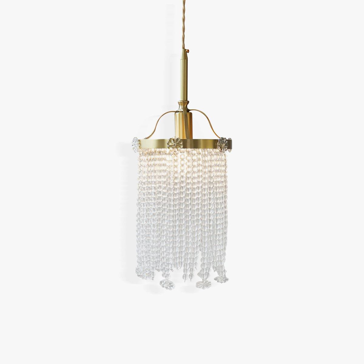 Beaded Strand Brass Cylinder Pendant