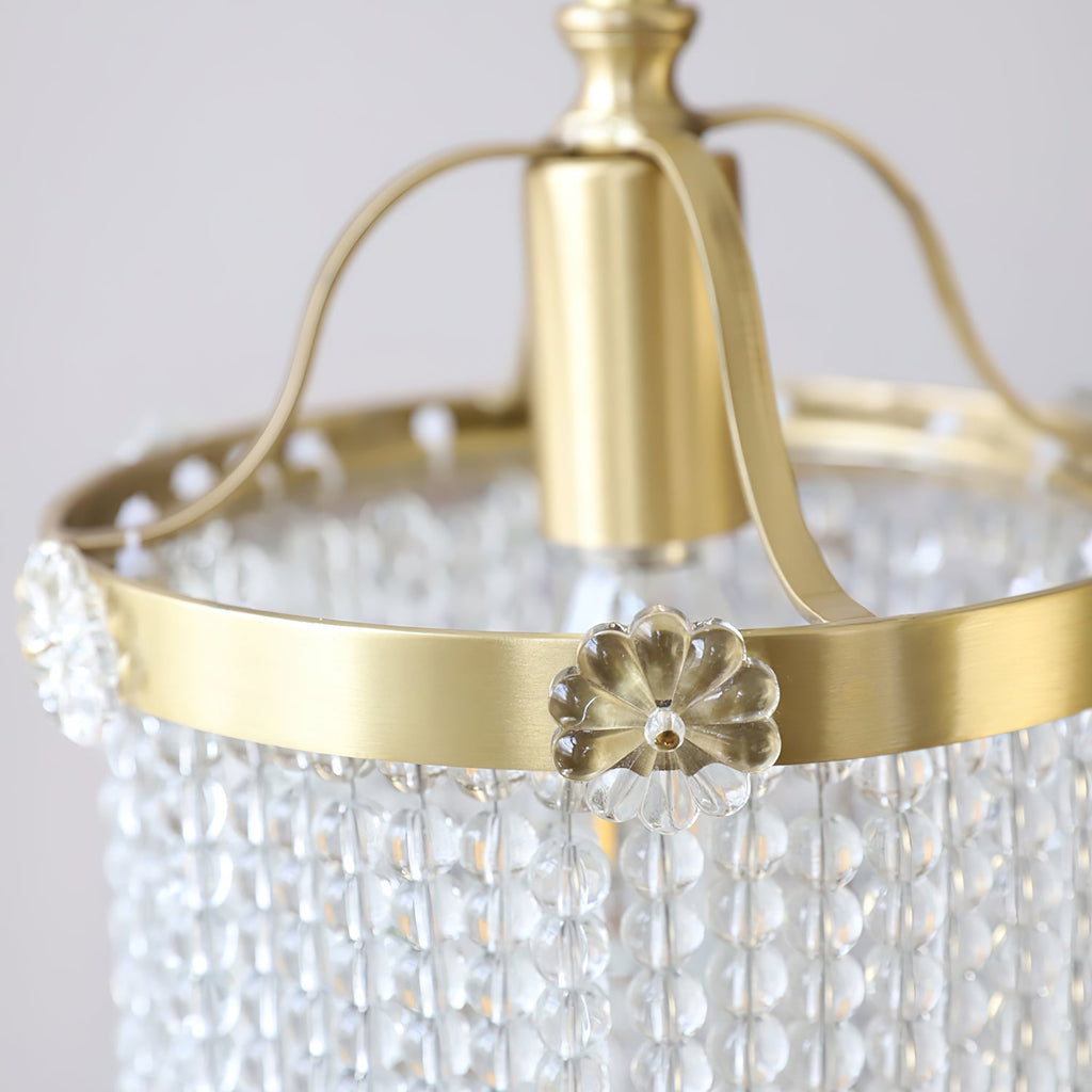 Beaded Strand Brass Cylinder Pendant