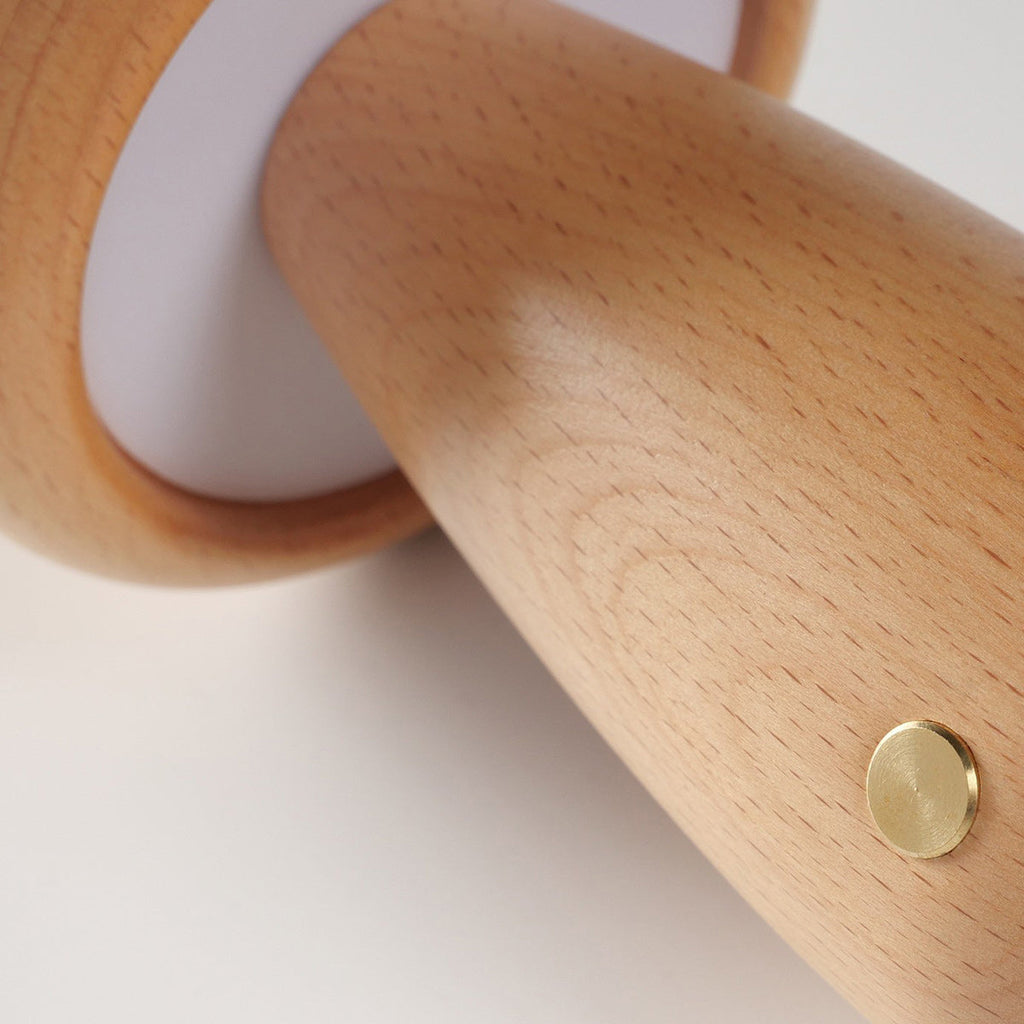 Cordless Wooden Mushroom Table Lamp