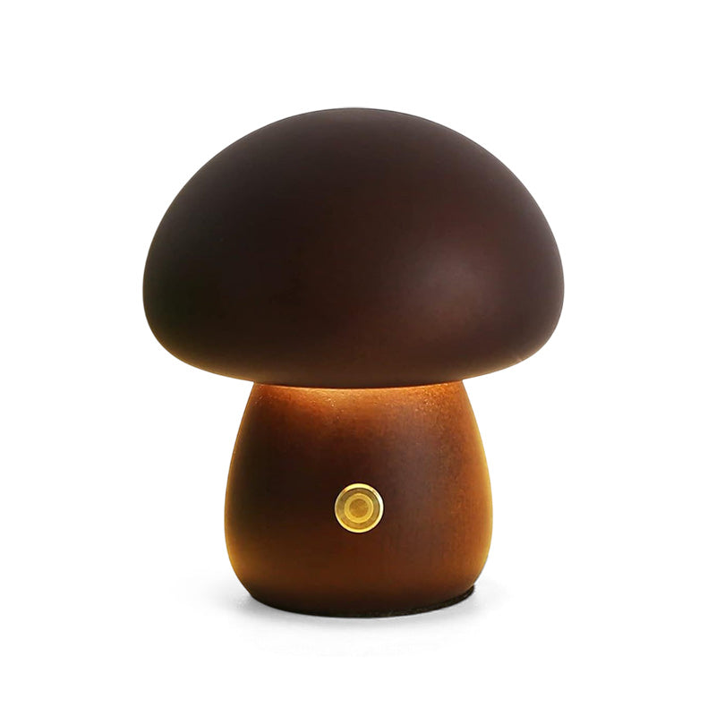Cordless Wooden Mushroom Table Lamp