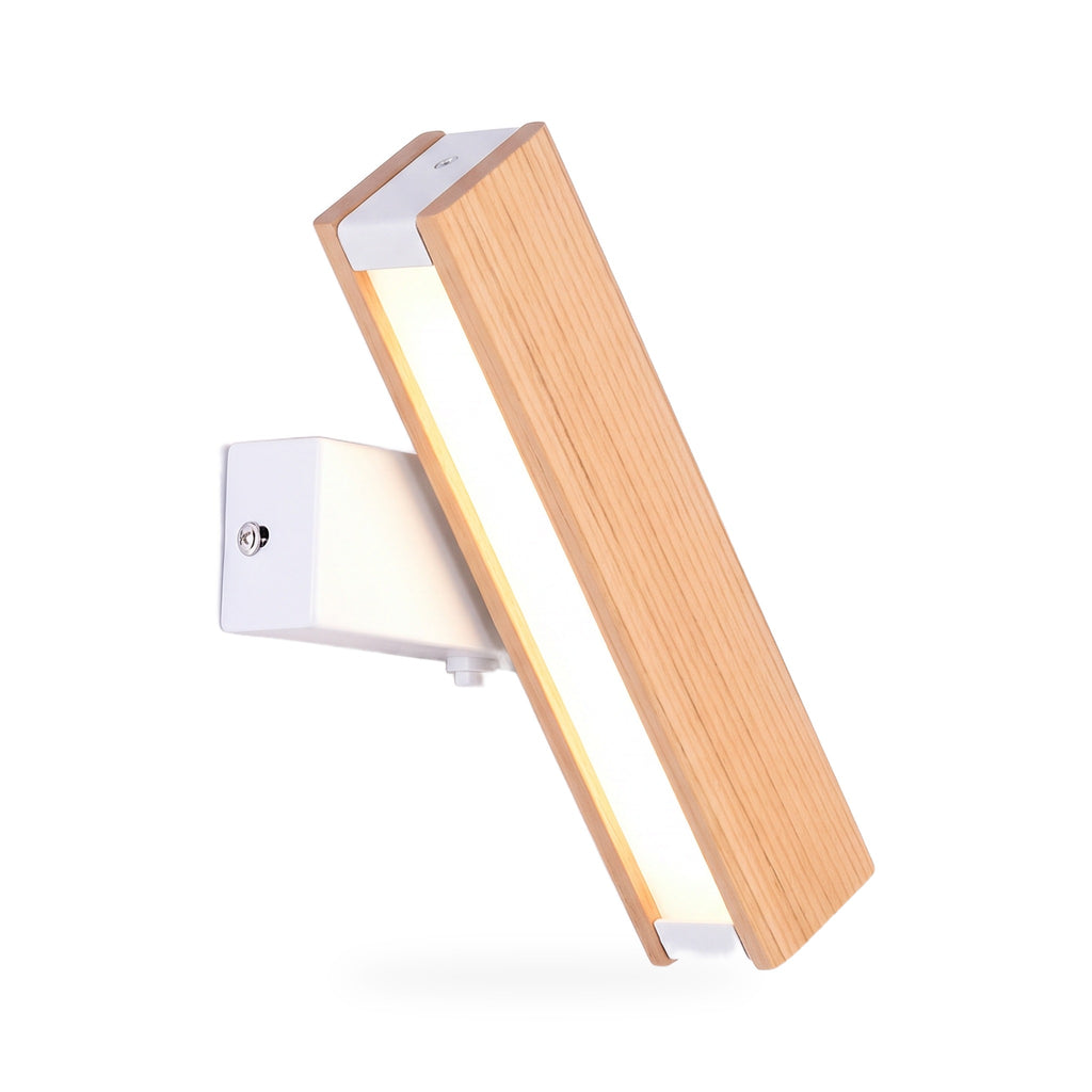 Angled Wood-Finish LED Wall Sconce