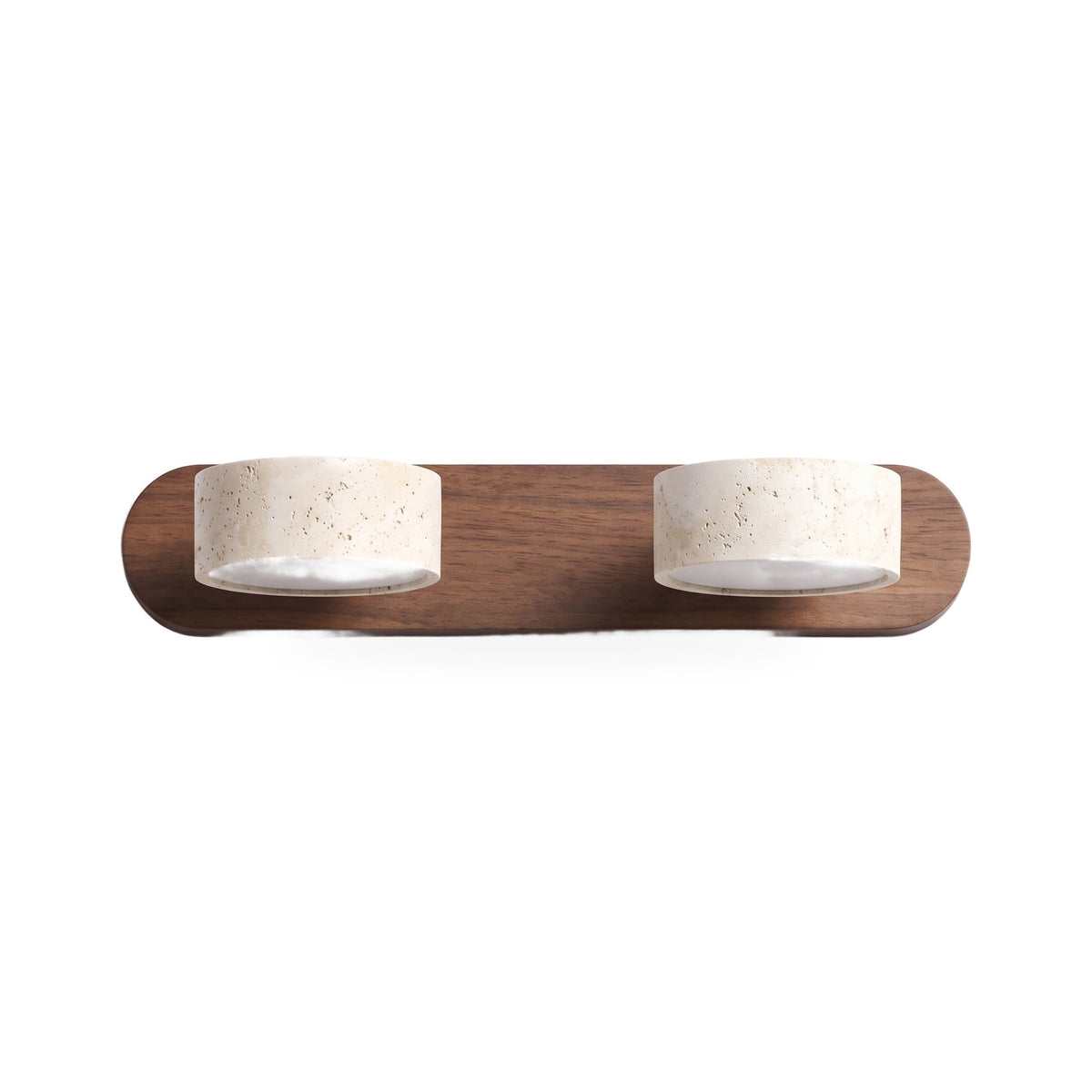 Travertine Head Wood Backplate Vanity Light