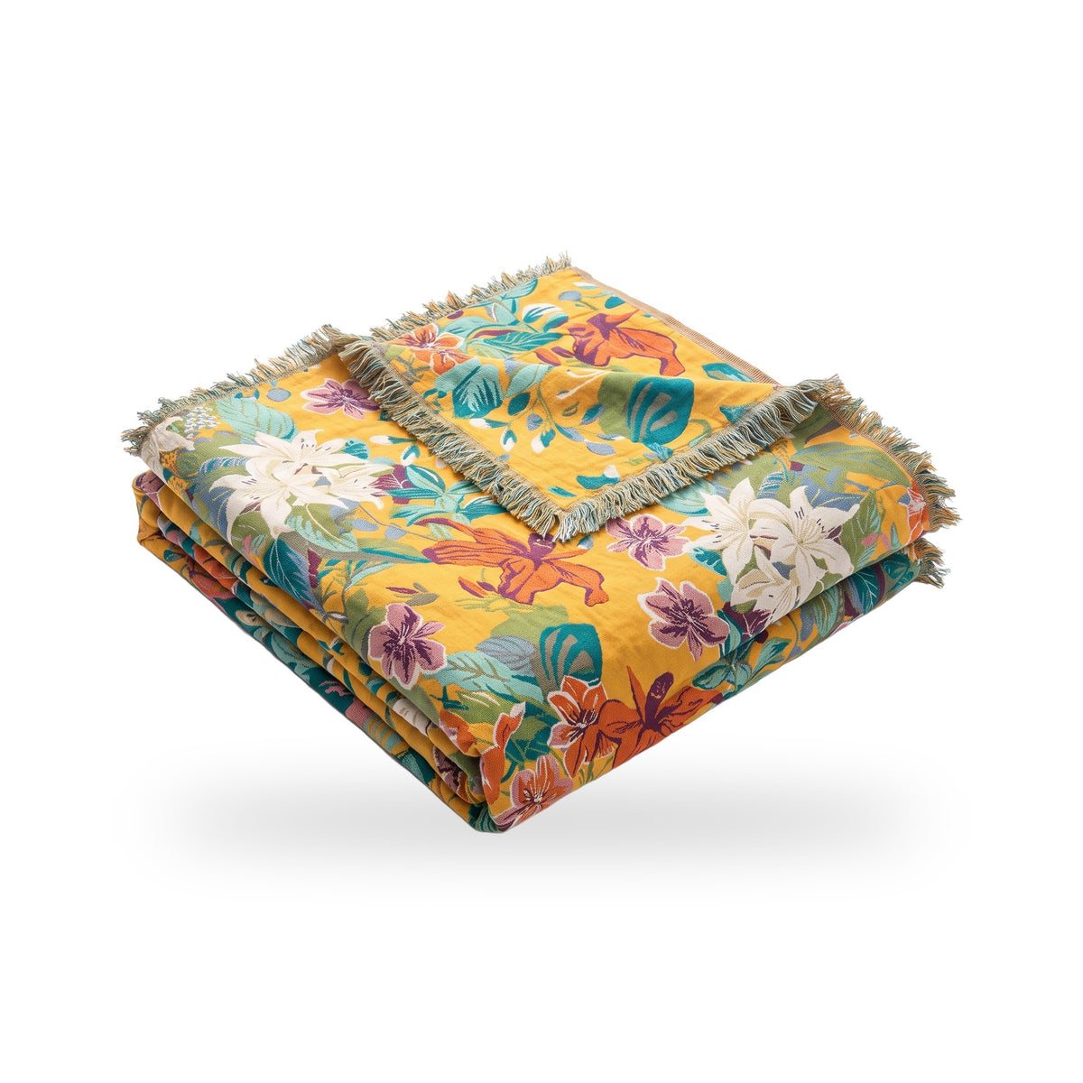 Tropical Lily & Hibiscus Cotton Blanket