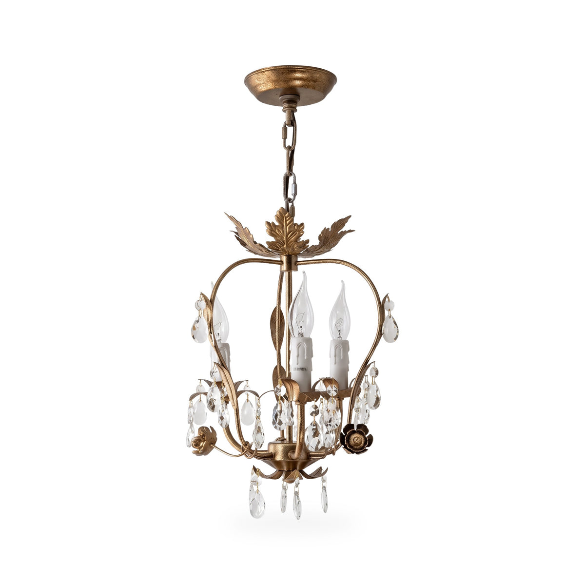 Antique Gold Birdcage Mini Crystal Chandelier