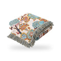 Jacobean Floral Woven Cotton Blanket