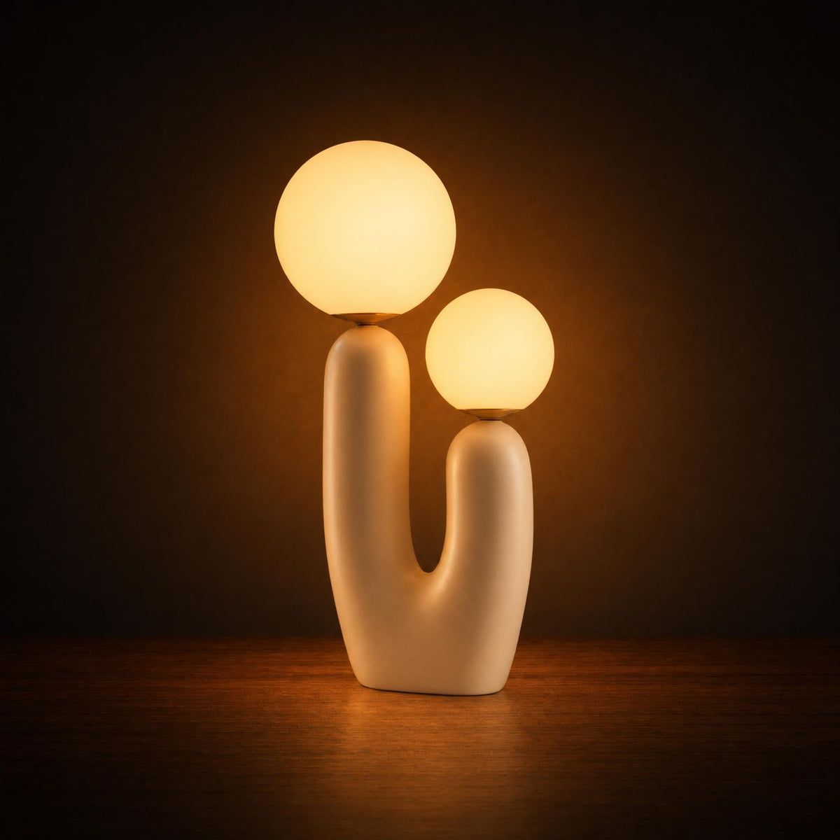 Twin Frosted Globe Sculptural Table Lamp