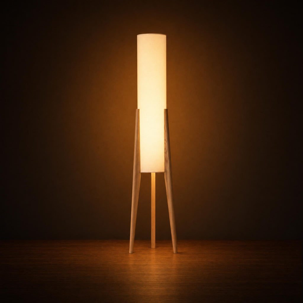 Walnut Tripod Linen Floor Lamp