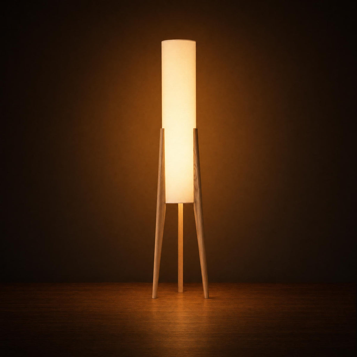 Walnut Tripod Linen Floor Lamp