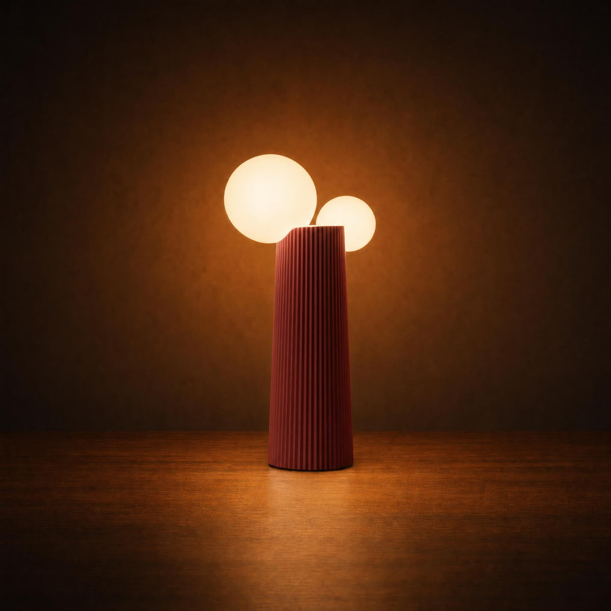 Cordless Fluted Twin-Globe Table Lamp