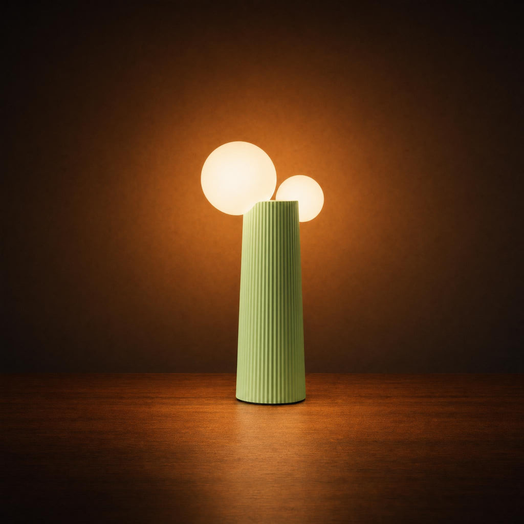 Cordless Fluted Twin-Globe Table Lamp