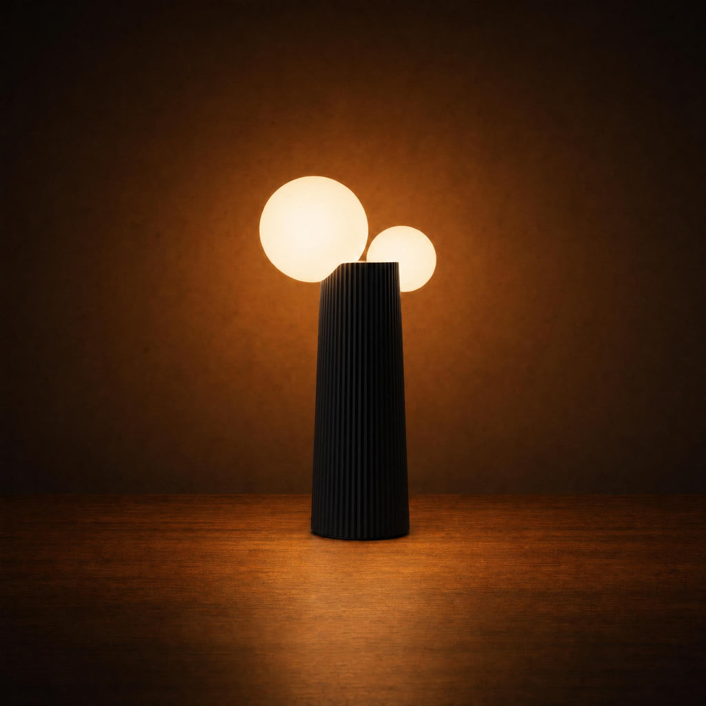 Cordless Fluted Twin-Globe Table Lamp