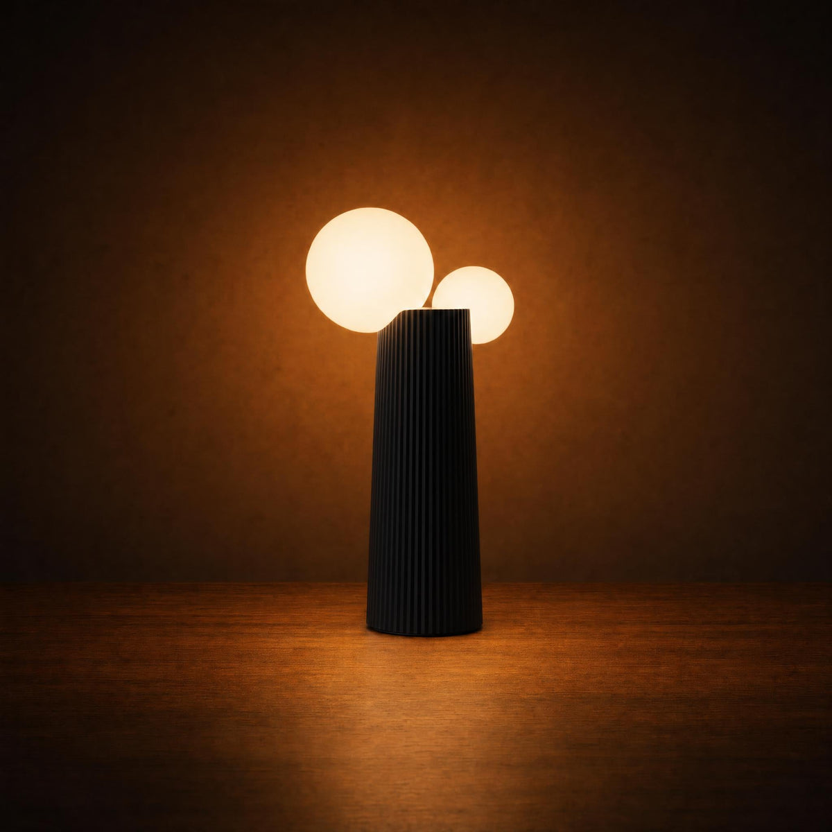 Cordless Fluted Twin-Globe Table Lamp