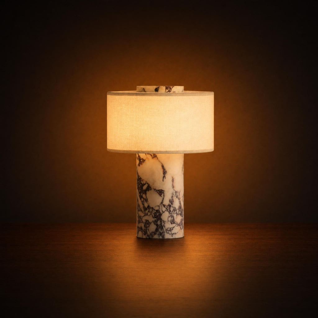 Violet Marble Drum Shade Table Lamp