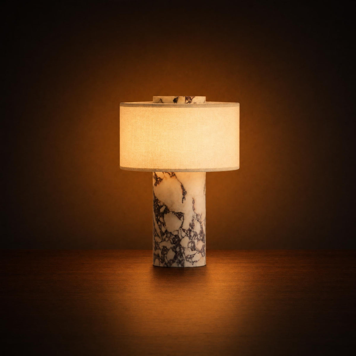 Violet Marble Drum Shade Table Lamp