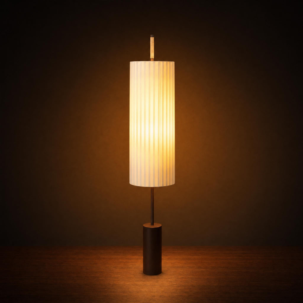 Pleated Linen Cylinder Floor Lamp
