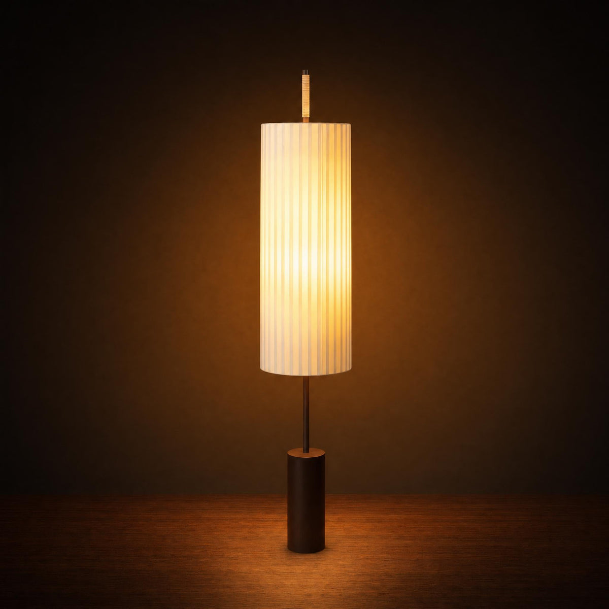 Pleated Linen Cylinder Floor Lamp