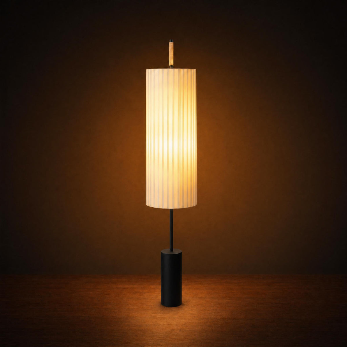 Pleated Linen Cylinder Floor Lamp