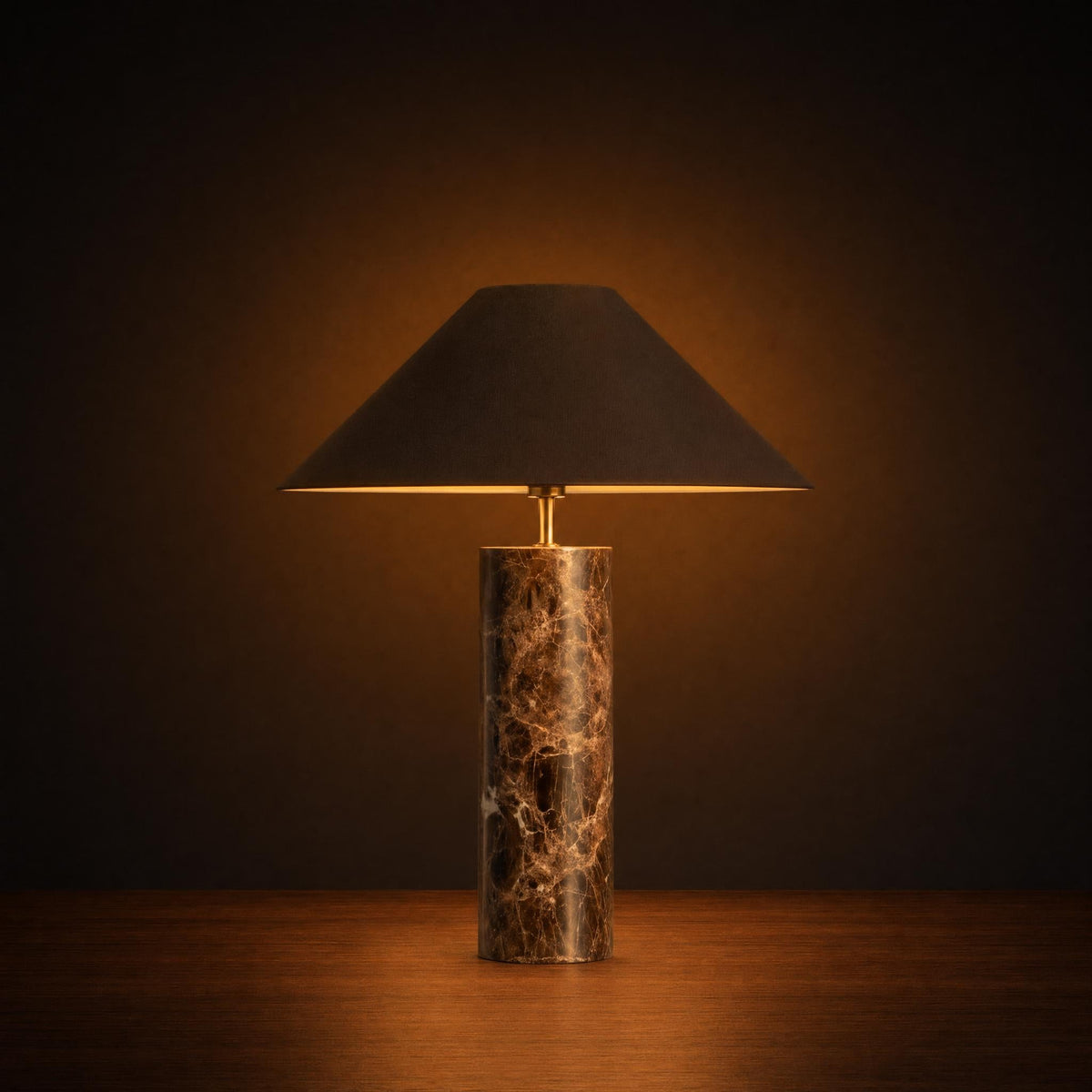 Emperador Marble Table Lamp with Black Shade