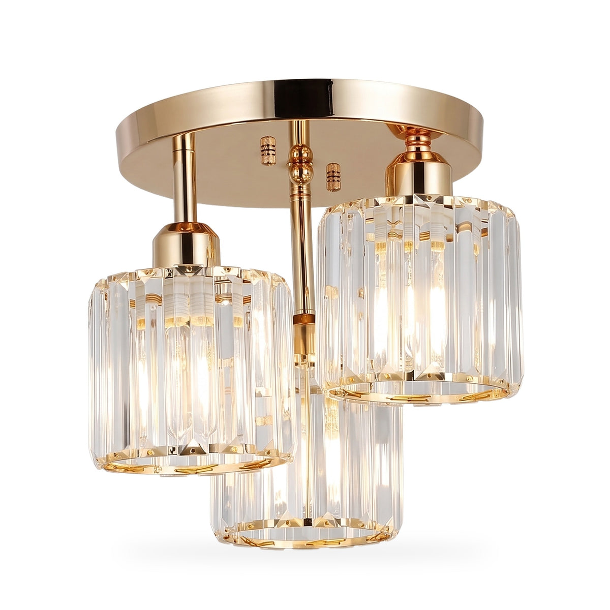 Crystal Cylinder 3-Light Semi-Flush Ceiling Light