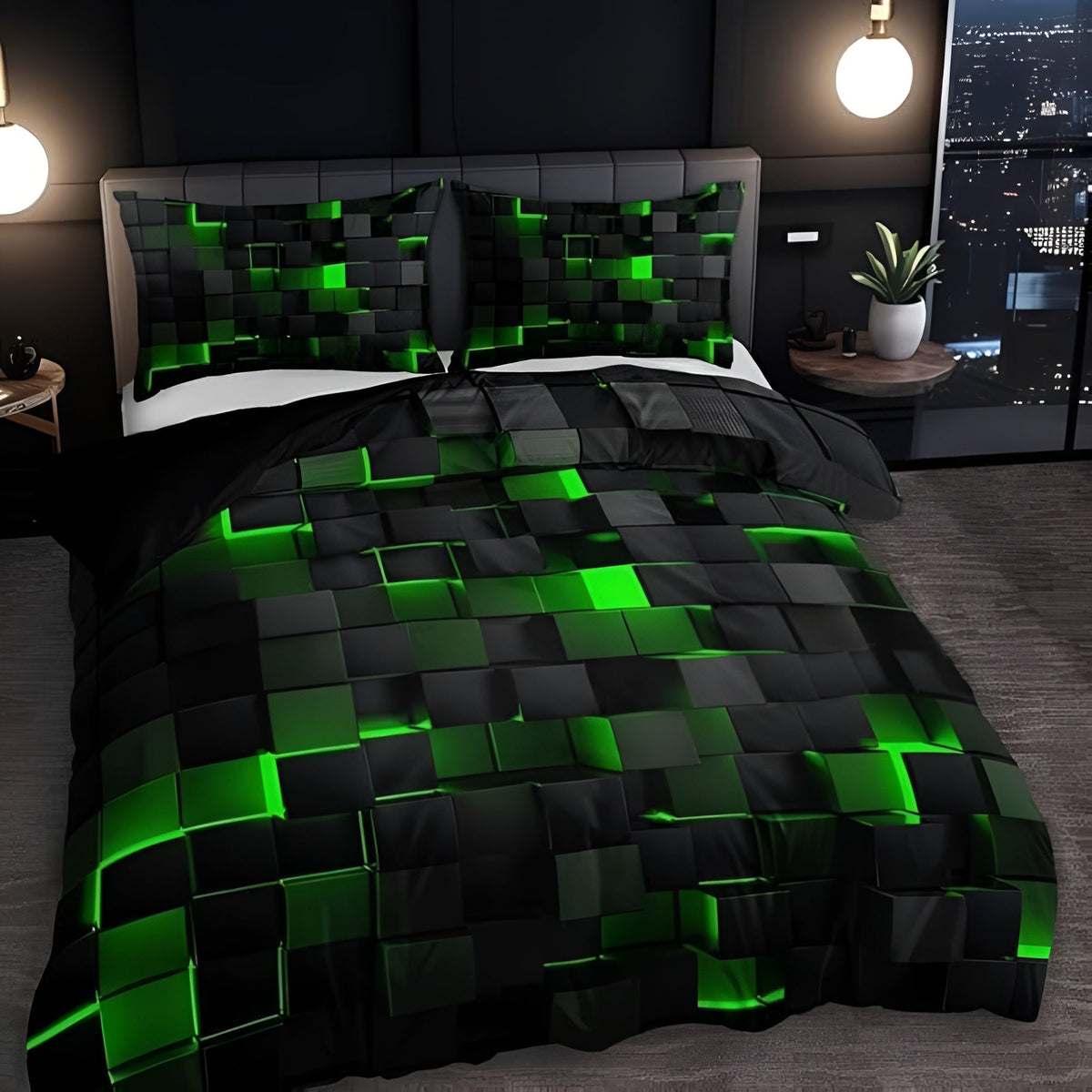Neon 3D Grid Duvet Cover Set