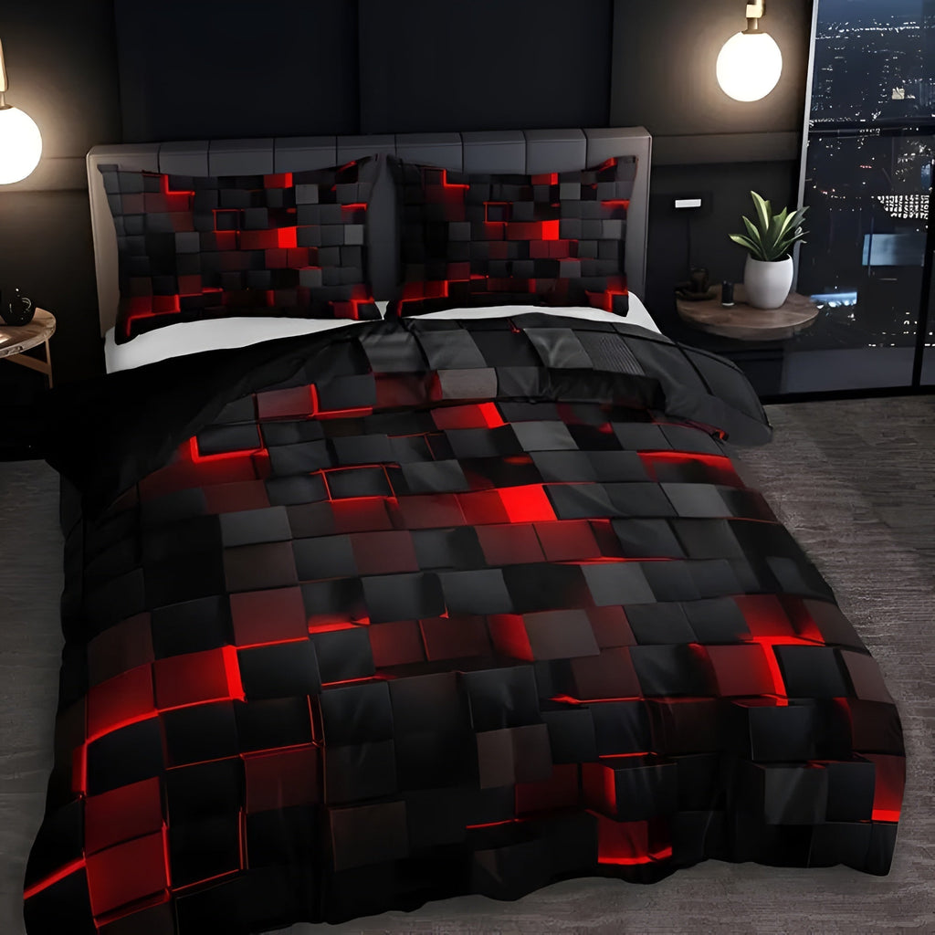 Neon 3D Grid Duvet Cover Set