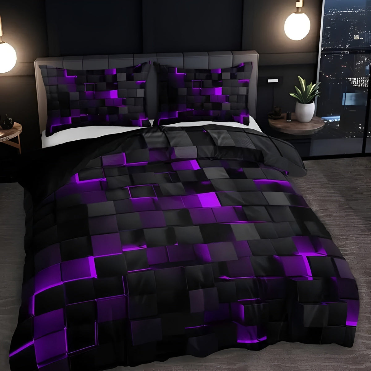 Neon 3D Grid Duvet Cover Set