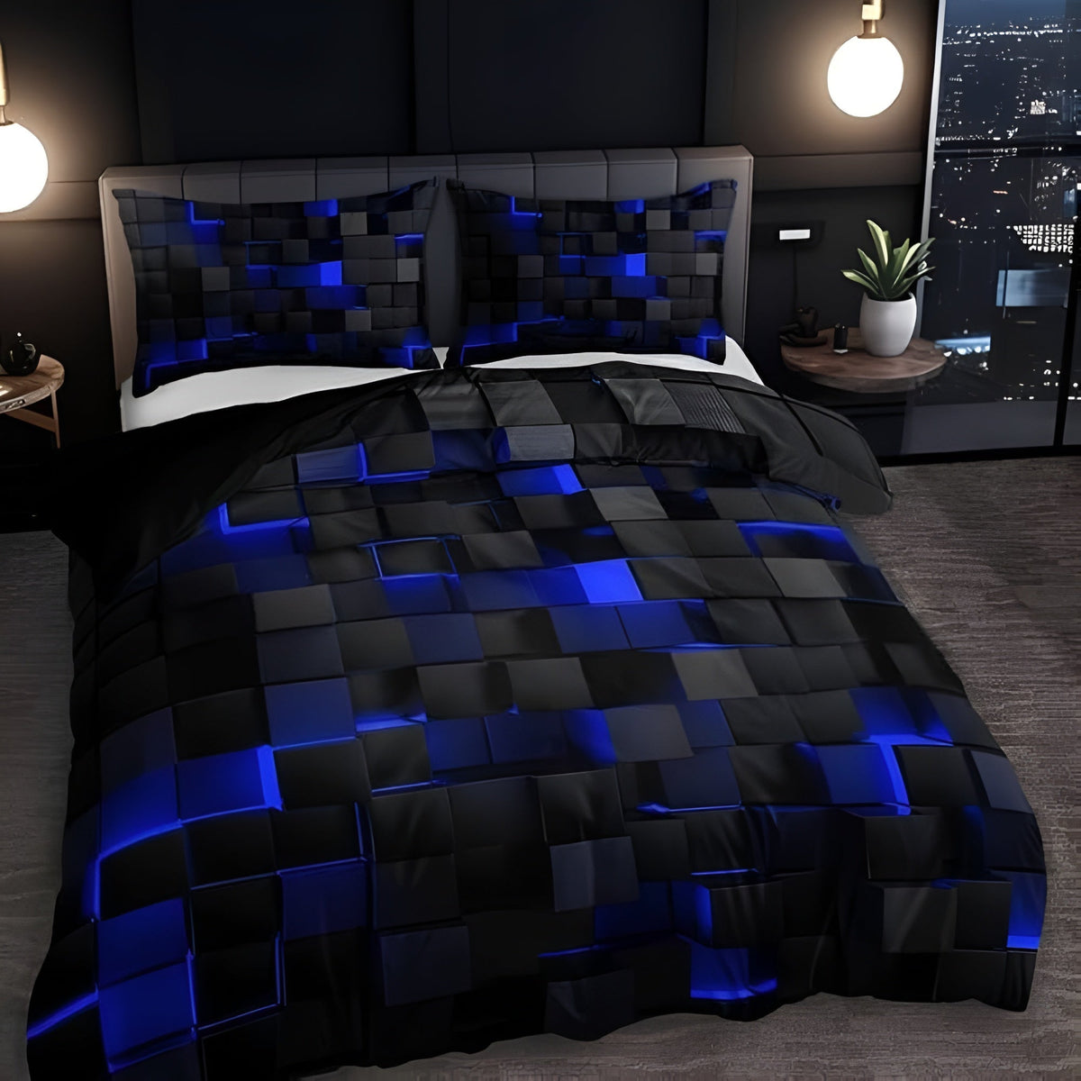 Neon 3D Grid Duvet Cover Set