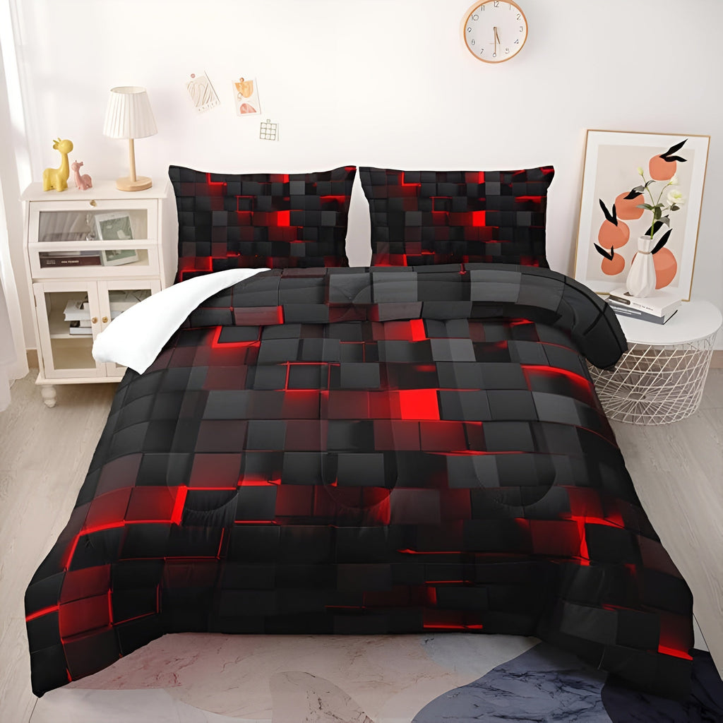Neon 3D Grid Duvet Cover Set