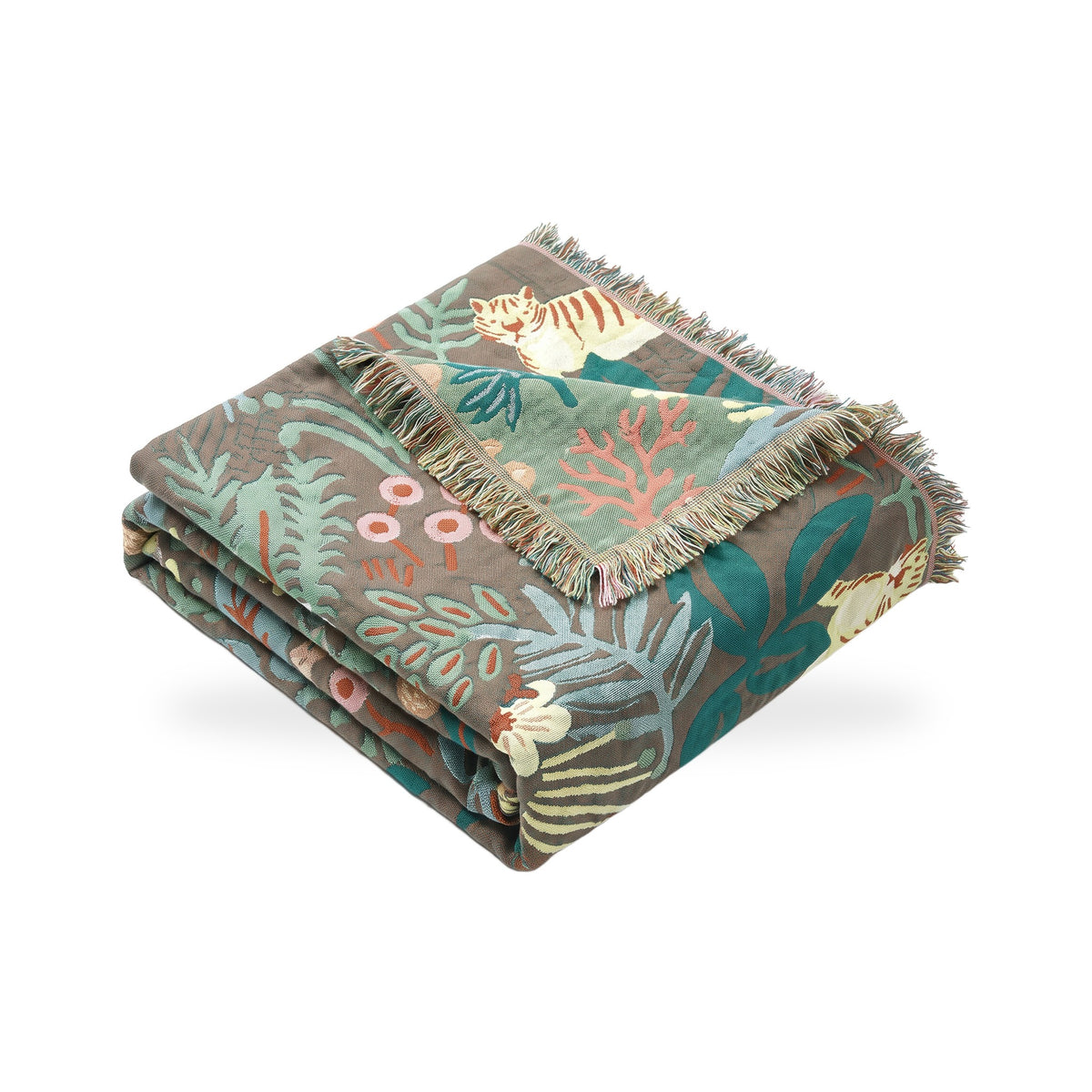 Tiger & Jungle Foliage Reversible Gauze Blanket
