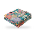 Floral Patchwork Cotton Blanket with Tassels