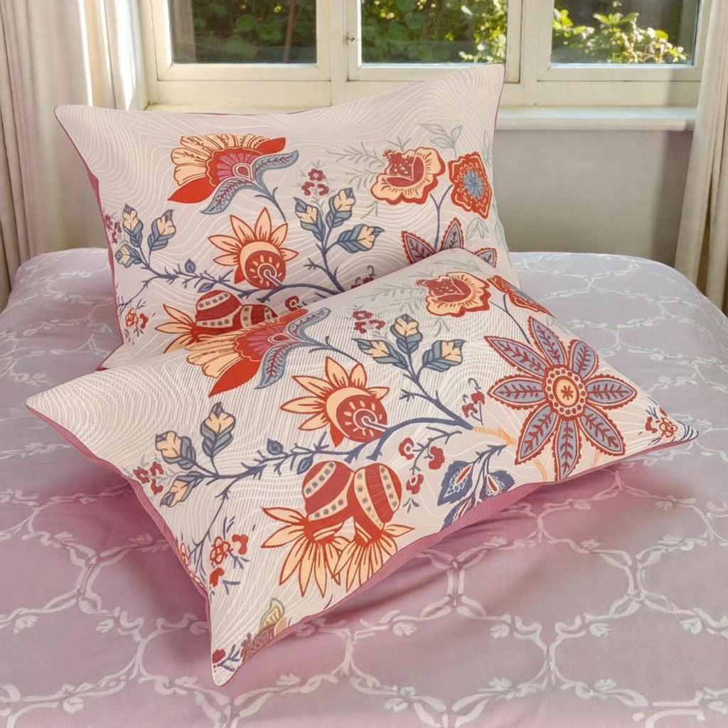 Rustic Floral Cotton Pillowcase Set of 2