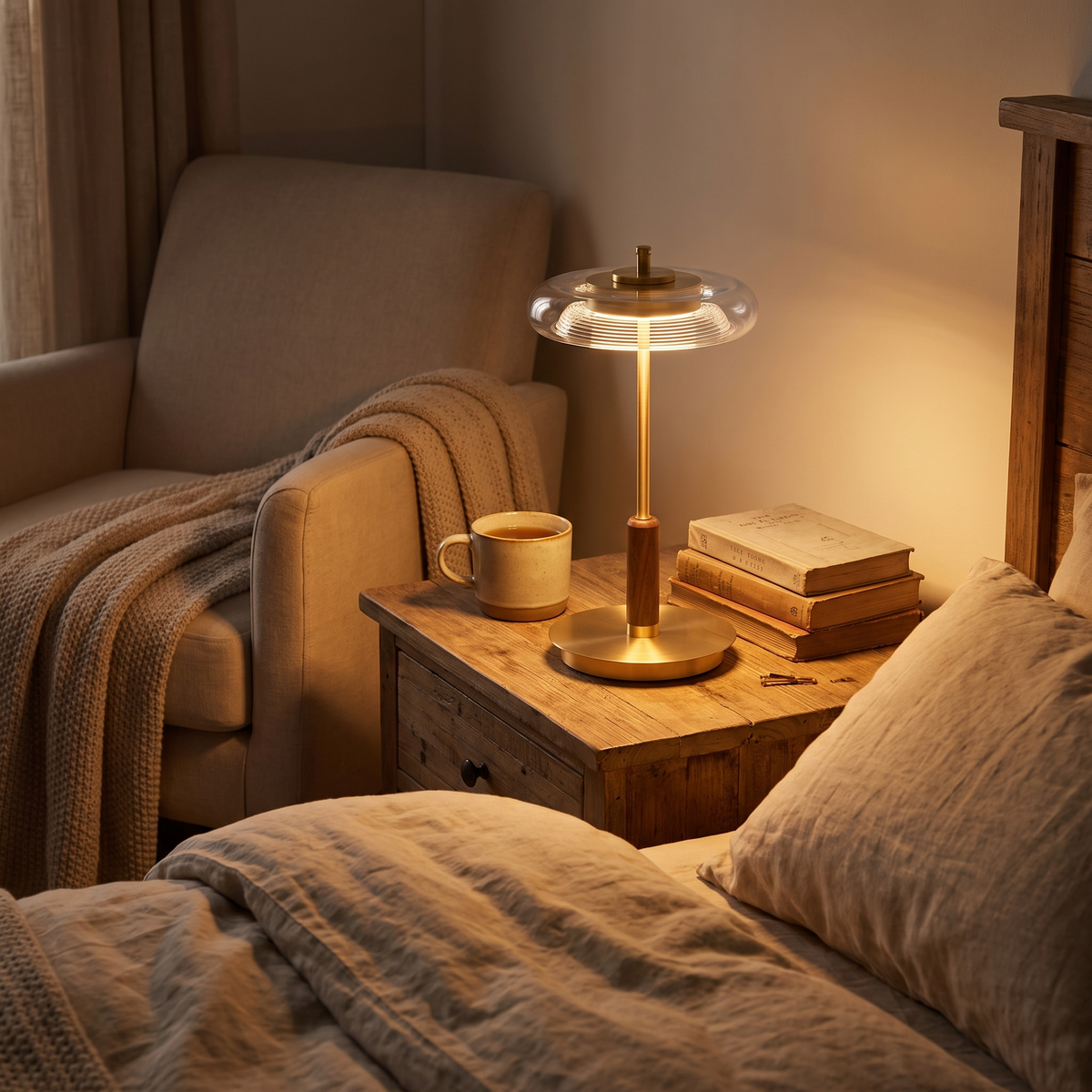 Wren lamp lit in the evening