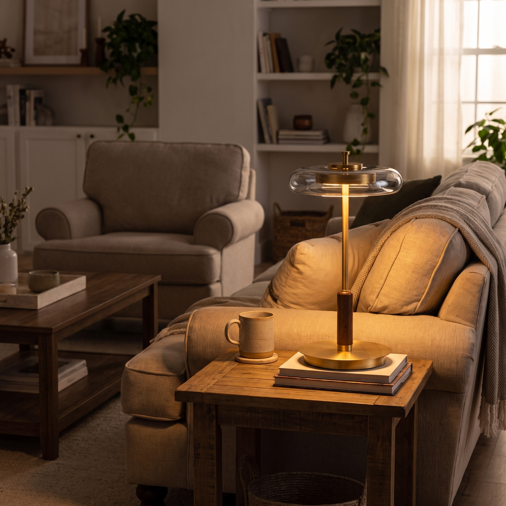 Wren lamp shown in room context