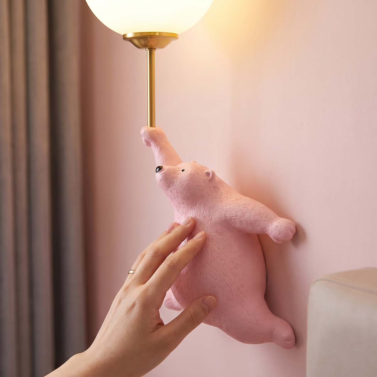 Close-up of polar bear lamp detail