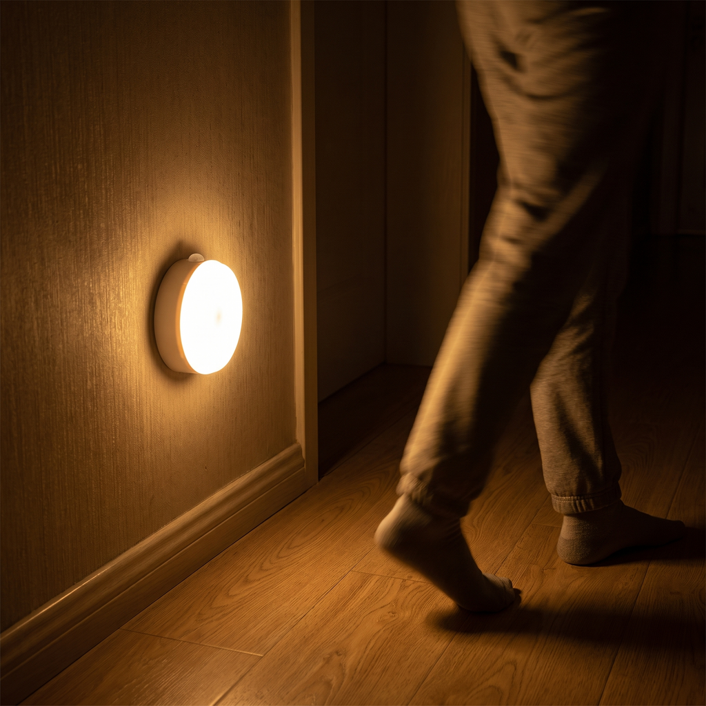 Motion-sensor light switching on at night