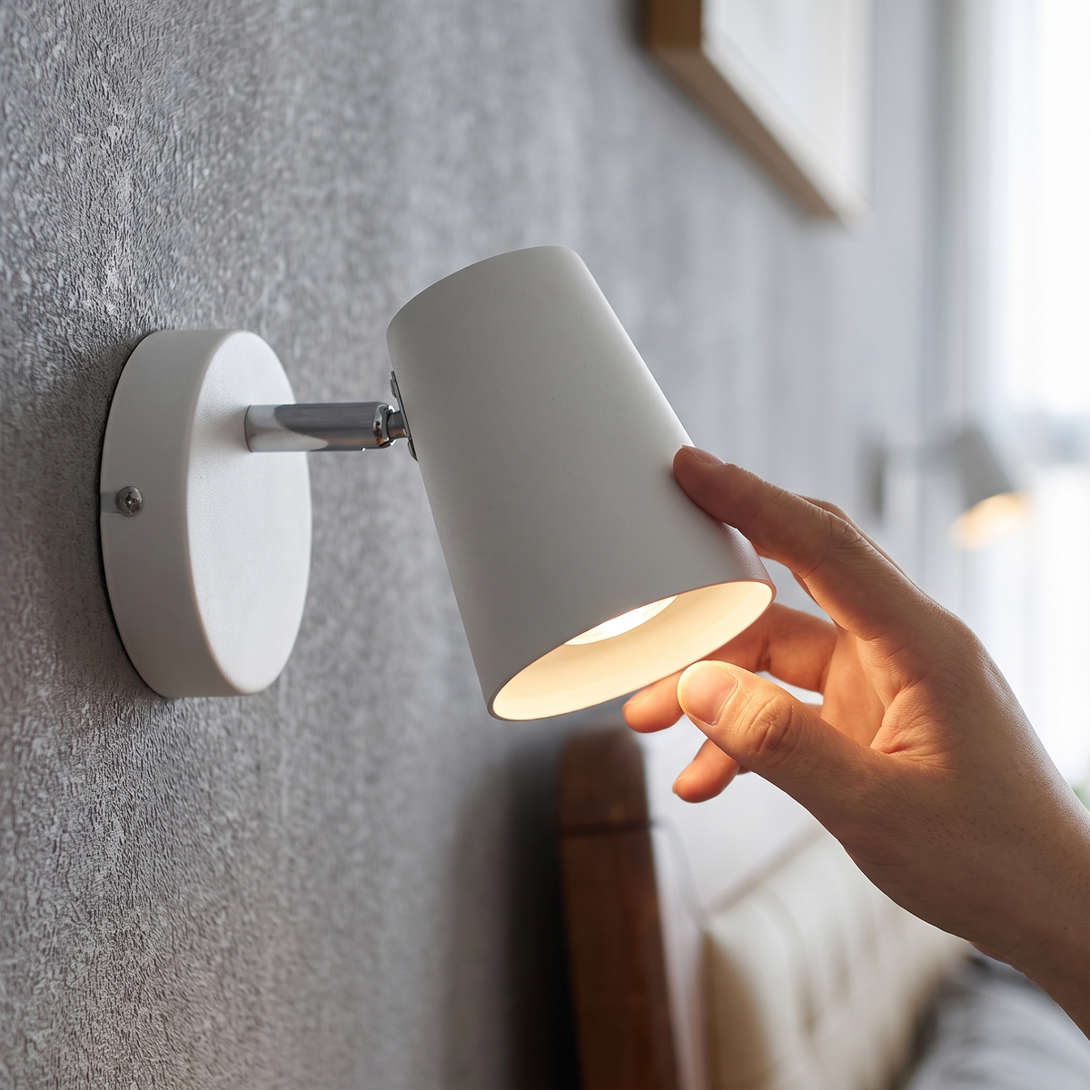 Close-up of Nordic sconce finish