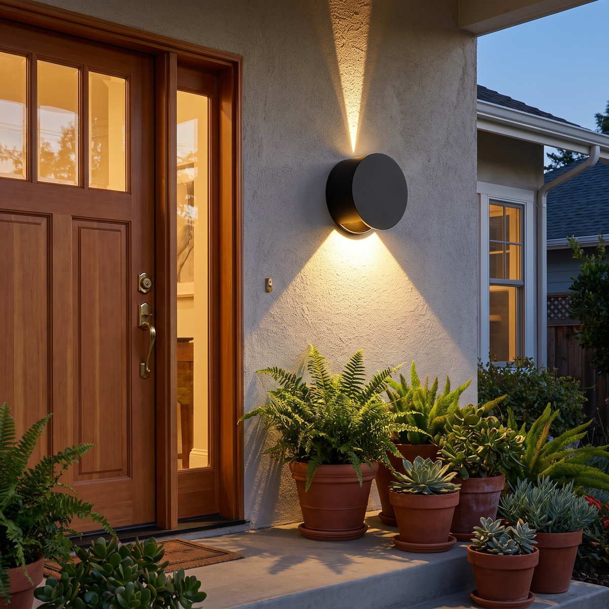 Outdoor light beside a front door