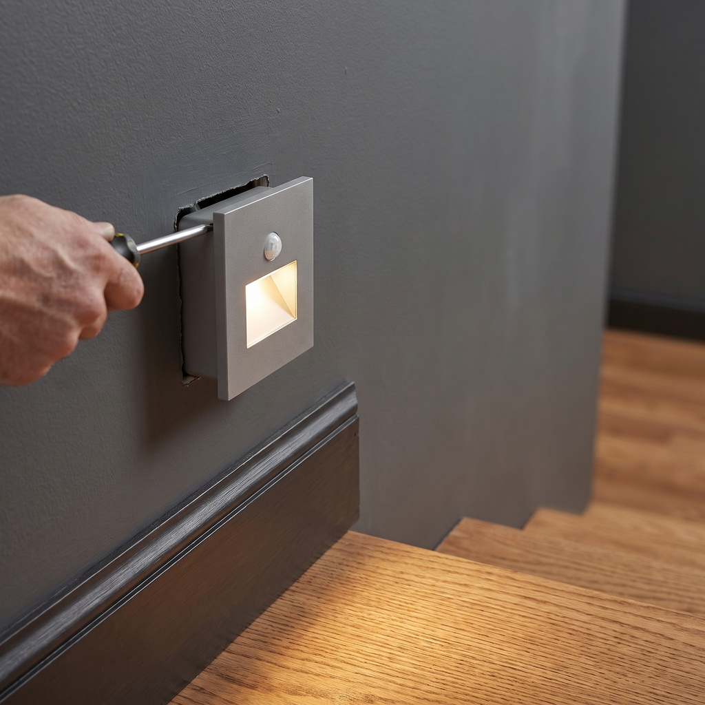 Hand installing a step light