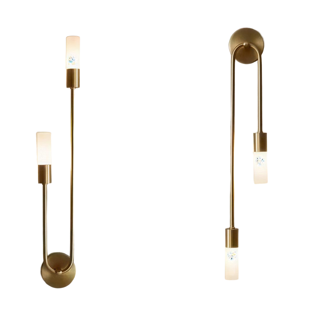 Gold twin-glow bedside wall sconce
